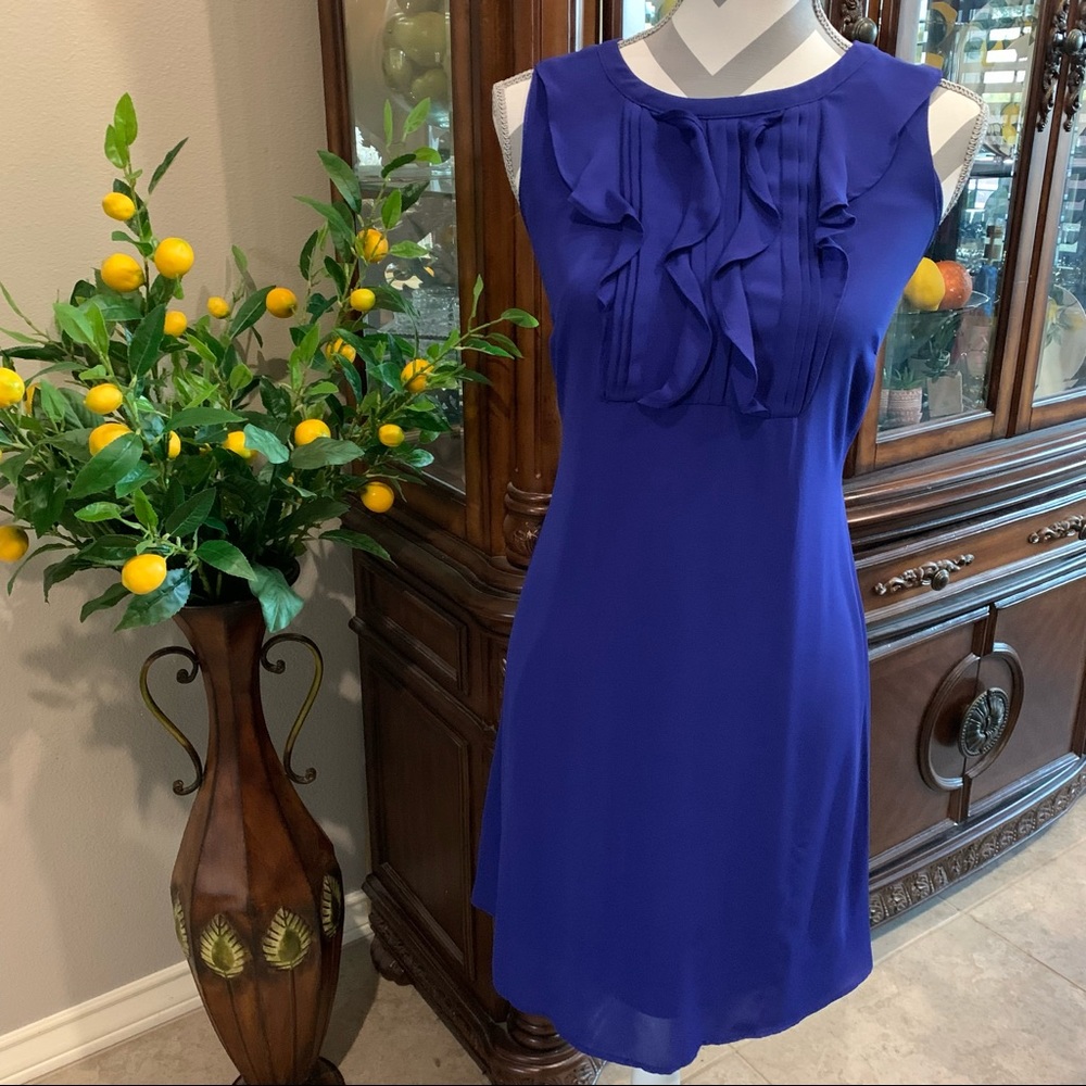 Worthington | purple blue ruffle dress | size 8